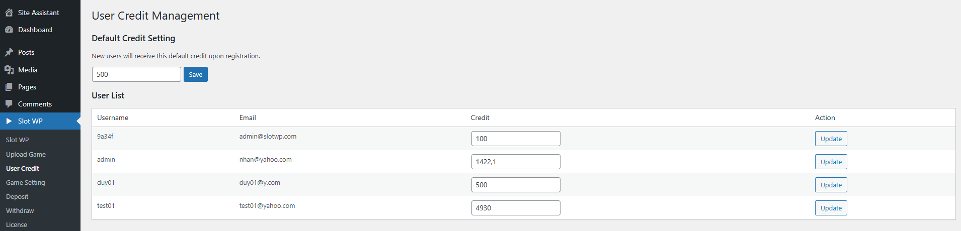 Credit Editor