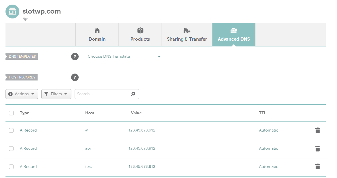 Set custom nameservers screenshot